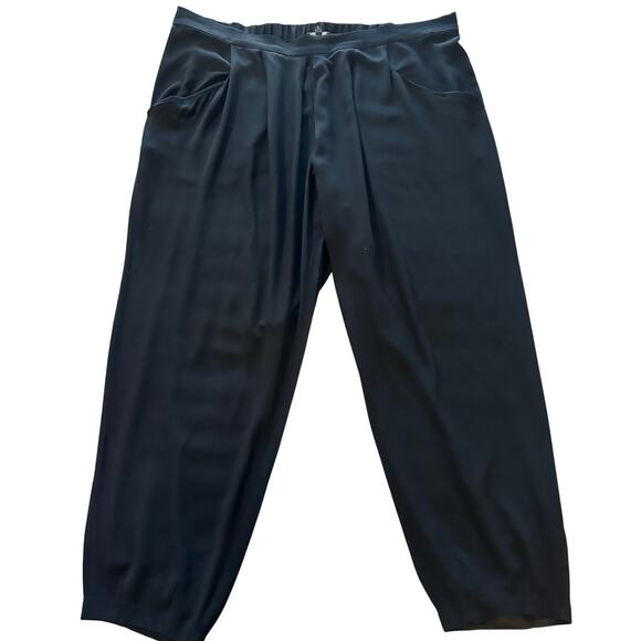 Eileen Fisher - Silk Georgette Crepe Pleated Tapered Pant - Extra Large - Picture 3 of 13